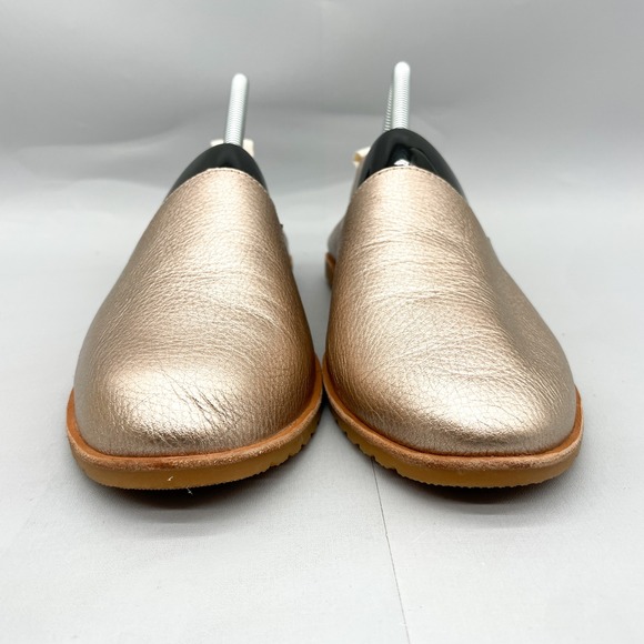 Sorel Womens 9.5 Ella Slip On Loafers Metallic Gold Leather Casual Comfort Shoes - Picture 2 of 11